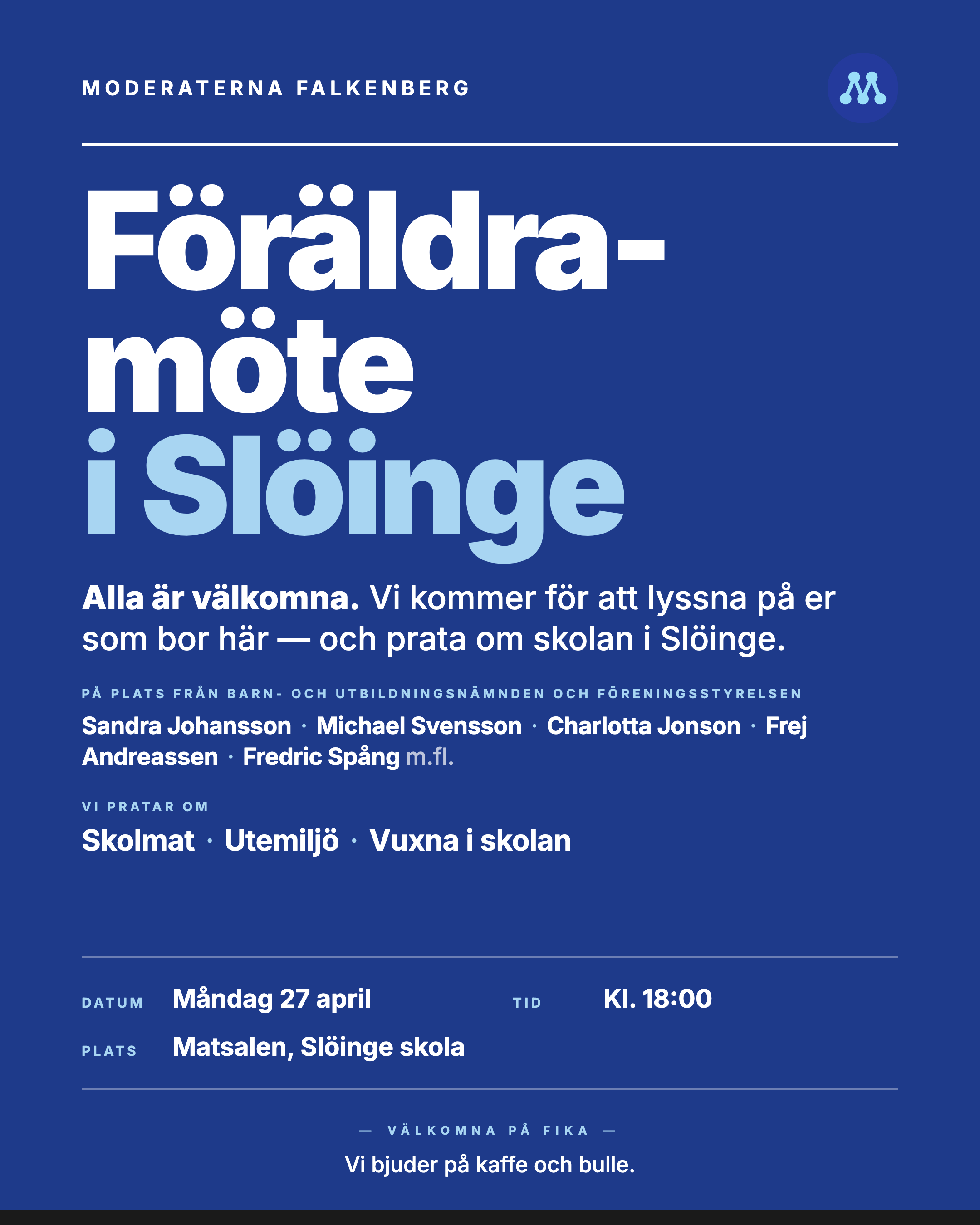 Föräldramöte i Slöinge 27 april kl. 18:00